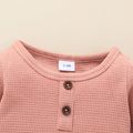 2pcs Baby Solid Long-sleeve Cotton Waffle Pullover and Trousers Set Pink