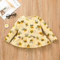 2-piece Toddler Girl Bee Print Long-sleeve Top and Black Pants Set Pale Yellow