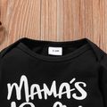Letter Print Striped Long-sleeve Faux-two Baby Cotton Romper Black image 2
