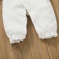 2pcs Baby Lace Splicing Solid Long-sleeve Cotton Jumpsuit Set White