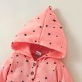 Baby Girl Moon Stars Print Button Design Hooded Long-sleeve Jumpsuit Pink image 4