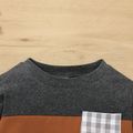 2pcs Baby Boy/Girl Colorblock Long-sleeve Sweatshirt and Trousers Set Grey image 4