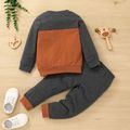 2pcs Baby Boy/Girl Colorblock Long-sleeve Sweatshirt and Trousers Set Grey image 2