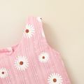 2pcs Baby Girl Solid/Floral Print Ruffle Sleeveless Tank Top and Shorts Set Light Pink