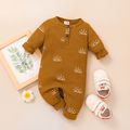 Baby Boy/Girl 95% Cotton Ribbed All Over Sun Print Long-sleeve Jumpsuit Yellow image 1