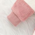2pcs Color Block Fluffy Long-sleeve Pink or Grey Toddler Set Pink