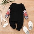 Baby Boy Letter Print Black Faux-two Long-sleeve Jumpsuit Black
