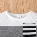 2pcs Baby Boy 95% Cotton Short-sleeve Striped Colorblock T-shirt and Shorts Set White image 5