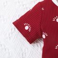 2pcs Baby Boy/Girl 95% Cotton Ribbed Short-sleeve Sun/Moon/Stars Print Top and Shorts Set Red image 4