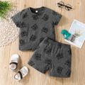 2pcs Toddler Boy Playful Bear Print Tee and Elasticized Shorts Set Grey image 1