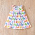 2pcs Baby Girl Imitation Denim Short-sleeve Cardigan and All Over Rabbit Print Tank Dress Set Colorful