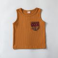 2pcs Toddler Boy Bobo Pocket Design Tank Top and Shorts Set Brown