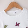 Toddler Girl Cat Butterfly Print Short-sleeve White Tee Dress White