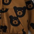 Baby Boy Allover Cartoon Bear Print Long-sleeve Zip Jacket Brown image 5