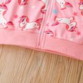 Toddler Girl Unicorn Print Zipper Desugn Hooded Jacket Pink