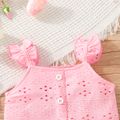 2pcs Baby Girl Pink Eyelet Embroidered Textured Tank Top and Shorts Set Pink image 5