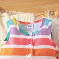 2pcs Baby Girl Button Front Colorful Striped Tank Dress with Headband Set MultiColour