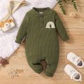 Baby Boy/Girl 95% Cotton Rib Knit Long-sleeve Rainbow Design Jumpsuit Green