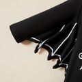 Halloween 2pcs Baby Boy/Girl 95% Cotton Batwing Sleeve Pumpkin & Letter Print Jumpsuit with Hat Set Black