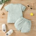 2pcs Baby Boy/Girl 95% Cotton Short-sleeve Green Striped Tee and Shorts Set Light Green