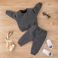 2pcs Baby Boy Dark Grey Textured Long-sleeve Sweatshirt and Sweatpants Set Dark Grey image 3