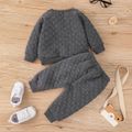 2pcs Baby Boy Dark Grey Textured Long-sleeve Sweatshirt and Sweatpants Set Dark Grey image 2