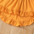 3pcs Toddler Girl Halloween Ruffled High Low Long-sleeve Tee & Allover Print Leggings and Scarf Set Orange