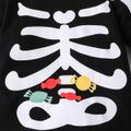 Halloween 2pcs Baby Boy 95% Cotton Long-sleeve Skeleton Print Jumpsuit with Hat Set Black image 4