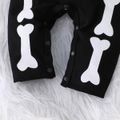 Halloween 2pcs Baby Boy 95% Cotton Long-sleeve Skeleton Print Jumpsuit with Hat Set Black image 5
