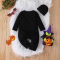 Halloween 2pcs Baby Boy 95% Cotton Long-sleeve Skeleton Print Jumpsuit with Hat Set Black image 2