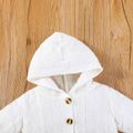 Baby Boy/Girl Button Front Solid Textured Hooded Long-sleeve Jumpsuit White image 3