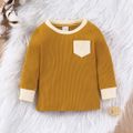 2pcs Toddler Boy Colorblock Ribbed Pocket Design Sweatshirt and Pants Set Ginger