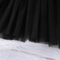 Toddler Girl Halloween Ruffled Mesh Splice Long-sleeve Black Dress Black