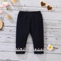 Baby Girl 95% Cotton Lace Detail Floral Embroidered Leggings Pants Navy image 1