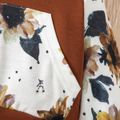 2pcs Baby Girl Floral Print Raglan-sleeve Hoodie and Solid Sweatpants Set Caramel