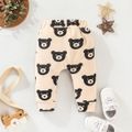 Baby Boy/Girl Allover Bear Print Thickened Thermal Pants Apricot image 4