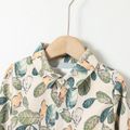 قطعتان من قميص الصبي الصغير المطبوع بالزهور ومجموعة السراويل المرنة اللون البيج image 4