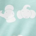 2pcs Baby Boy/Girl Allover Elephant Print Long-sleeve Sweatshirt and Striped Pants Set Green image 5