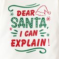 Christmas 2pcs Baby Boy/Girl 95% Cotton Long-sleeve Letter Print Romper and Allover Santa Graphic Pants Set White image 2