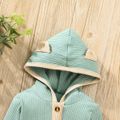2pcs Baby Boy/Girl 95% Cotton Rib Knit Long-sleeve 3D Ears Hoodie and Pants Set Green image 4