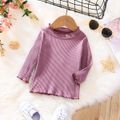 3-Pack Baby Girl 95% Cotton Rib Knit Solid Mock Neck Long-sleeve Tops Set Multi-color image 3