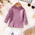 3-Pack Baby Girl 95% Cotton Rib Knit Solid Mock Neck Long-sleeve Tops Set Multi-color image 4