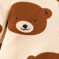 2pcs Baby Boy/Girl Allover Bear Print Long-sleeve Waffle Sweatshirt and Sweatpants Set Khaki image 5