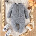Baby Boy/Girl Grey Knitted Long-sleeve Button Jumpsuit Grey image 1
