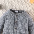 Baby Boy/Girl Grey Knitted Long-sleeve Button Jumpsuit Grey image 3