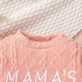 2pcs Baby Girl Letter Embroidered Imitation Knitting Long-sleeve Pullover and Floral Print Pants Set Pink image 4