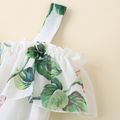 Toddler Girl Sweet Floral Print Off Shoulder Chiffon Slip Dress White image 3