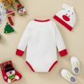 Christmas 2pcs Baby Boy/Girl 95% Cotton Long-sleeve Reindeer Print Romper with Hat Set White image 2