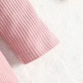 Baby Girl Pink Waffle Textured Ruffle Trim Long-sleeve Dress rediance image 4
