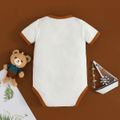 Baby Boy/Girl Plaid Bear Graphic Short-sleeve Romper White image 2
